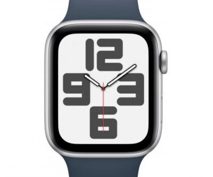 Apple Watch SE 2 40mm Silver Aluminum Case with Storm Blue Sport Band (S/M) (MRE13) 2023